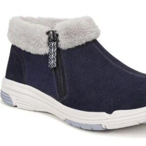 Ryka Anchorage Navy Faux Fur Lined Suede Booties Size 8.5M EUC